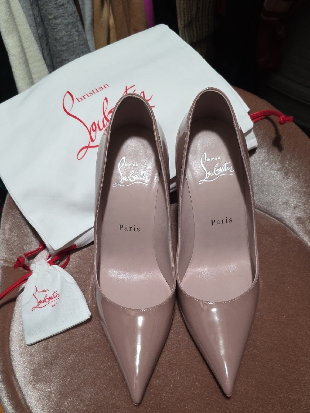 Christian Louboutin Vintage Rose Patent Leather Miss Z Everlasting Sole Pumps